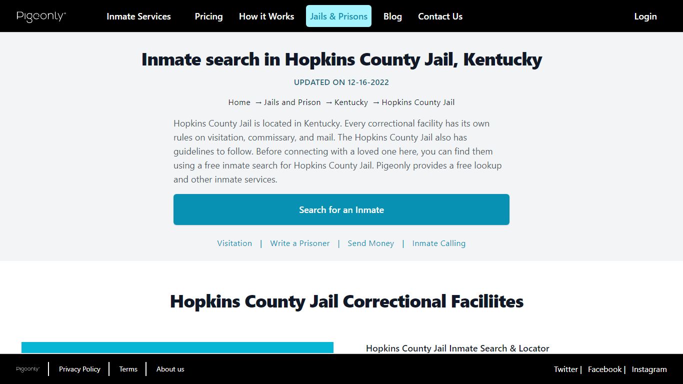 Inmate Search Hopkins County Jail, Kentucky | Pigeonly
